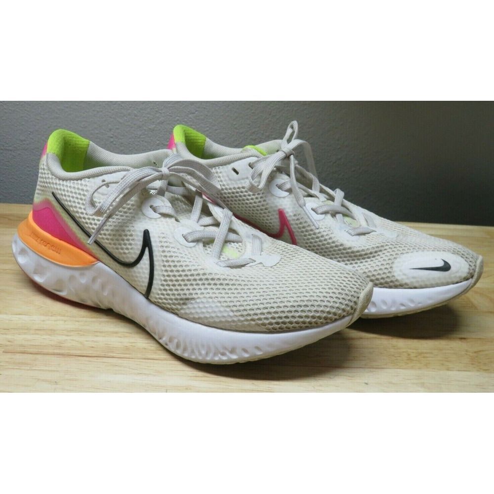 Nike Womens Renew Run CK6360-005 White Pink Running Shoes‎ Lace Up Size 9.5
